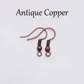 DIY earrings hooks in antique red copper finish with spring coil and bead detail - Antique Red Copper