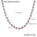 Pink zircon tennis necklace in 18K gold plated titanium steel with dimensions and weight - Steel Necklace Pink Zirconia