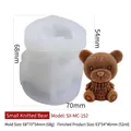 Small silicone bear ice mold with knitted texture for coffee and milk tea DIY - Small Knit Bear 02 MC-152