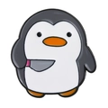 Funny penguin animal enamel brooch featuring a cartoon penguin holding a small knife - Penguin Side Knife (XZ7819)