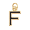 Golden edge letter F pendant with black enamel finish for necklace making - Black - Letter F