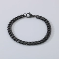 Bracciale da uomo minimalista a maglia cubana nero opaco con chiusura a moschettone - Catena Cubana da 7mm Lucidata a 6 Lati / 20cm / Nero