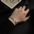 Bracciale a catena cubana in acciaio al titanio argento con chiusura quadrata per tutti - Bracciale Argento Non Sbiadisce (21cm)