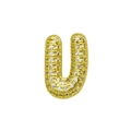 Detailed view of gold plated alphabet U letter charm with sparkling cubic zirconia inlay - English Letter U (DB241107-U)