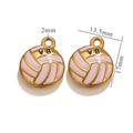 Pink volleyball charm in gold-plated stainless steel with VB engraving and pink enamel finish - Volleyball-Pink