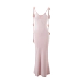 Sexy hellrosa Maxikleid mit Spaghettiträgern und 3D-Blumendekor für Damen - XS / Rosa