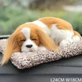 Detailed view of realistic sleeping Cavalier King Charles Spaniel plush toy, 24x18cm - Large Cavalier King Charles Spaniel