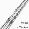Chaîne cubaine en acier titane argenté avec fermoir mousqueton 550x8mm 65g - 8mm*550mm(KN232830-ZZ)