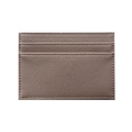 Slim taupe Saffiano leather card holder with multiple slots and minimal stitching - Khaki Saffiano Pattern