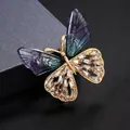 Exquisite gold butterfly brooch with purple gradient wings and sparkling crystal inlay - Light KC Gold Orchid Purple Butterfly