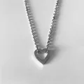 Collier avec pendentif cœur en argent minimaliste en acier inoxydable pour femmes - Collier Fermoir Coeur Argent (XNL0018-1)