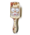 Cartoon owl print hairbrush with transparent handle filled with colorful glitter - Yellow Owl - Sequins
