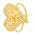 Golden irregular textured heart ring with abstract lava-like surface detail - 18K Gold Heart Style (N-946)