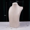Beige velvet portrait bust necklace display stand with dimensions 40cm height and 23.5cm width - Beige Velvet (40cm Height)