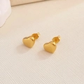 Minimalistische goldene Herz-Ohrstecker aus poliertem Titanstahl für jeden Tag - Goldenes Herz 9mm