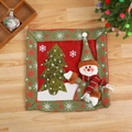 Festive Christmas snowman and tree cushion cover on a rustic wooden background - Snowman / 38.5cmx38.5cm