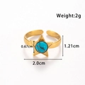 Verstellbarer goldener Edelstahlring mit blauem Türkis-Stern-Inlay für Damen - TR041-Stern-Stil