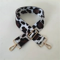 Detail of adjustable leopard print bag strap with golden metal lobster clasps and buckle - Silver Coffee