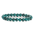 Detailed view of turquoise beaded bracelet with natural black mineral veins and textures - Blue Vein Turquoise