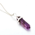 Polierter Amethyst Anhänger in Sechskantform mit filigraner silberner O-Gliederkette - Amethyst