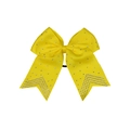 Yellow grosgrain ribbon hair bow with sparkling rhinestones and black elastic hair tie - Yellow
