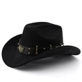 Dettaglio cappello da cowboy nero con emblema aquila bronzo e borchie a proiettile decorati - M (56-58cm) / Nero