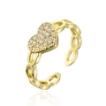 Makroaufnahme der 18K vergoldeten Herzform-Ring mit funkelndem Zirkonia-Besatz - Herz-Unendlichkeit-Stil (12252)