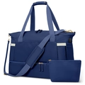 Waterproof navy blue fitness gym bag set with dry-wet separation and USB charging port - Dark Blue