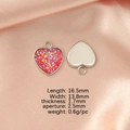 Pendentif coeur en acier inoxydable avec résine rouge et détails des dimensions - Plateau de Base Coeur 13x14mm (BT017)