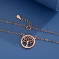 Rose gold S925 silver tree of life necklace featuring white cubic zirconia accents - Necklace / Rose Gold