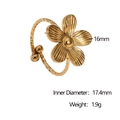 Anillo abierto de flor en acero inoxidable chapado en oro 18k de estilo francés - Dorado