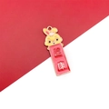 DIY Chinese New Year alloy rabbit charm with Health inscription and red enamel finish - Health