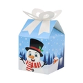 Caja de regalo de Navidad azul con diseño de muñeco de nieve y lazo blanco - Muñeco de nieve