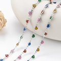 Joyas de cadena de acero inoxidable con corazones de purpurina de colores para mujer - 5mm / Cadena de Corazón Multicolor Color Acero