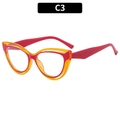 C3 Cat-eye blue light blocking glasses with orange and red two-tone TR90 frames - Transparent Yellow with Red Legs