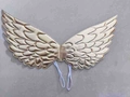 Golden metallic swallow wing costume for girls with elastic straps and feather texture - Gold