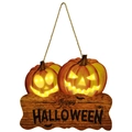 Letrero de madera de calabaza para Halloween con luces LED y decorado Happy Halloween - Luz de Calabaza (YD80164Q) / 30x24cm