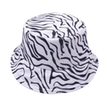 Detailansicht eines Fischerhuts mit Zebra-Muster in klassischem Schwarz-Weiß-Textildesign - Zebraprint