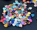 Mix of 2cm natural heart-shaped gemstones in assorted vibrant colors and textures - Mixed Turquoise and Crystal