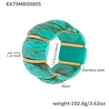 Green marble resin cuff bracelet with gold stainless steel accents and 4.1cm width - 60mm / Lake Blue (E679)