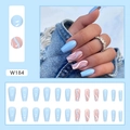 Sky blue and wave pattern coffin fake nails 24pcs set with elegant sea salt ripple design - Sea Salt Ripple (W184)