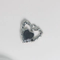 Silver alloy heart pendant with black gemstone and sparkling crystal accents - Black