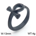 Anello con Croce Ankh egiziana in acciaio inossidabile nero opaco da uomo, 13 mm - US 7 / Color Nero (KR111748-KJX)