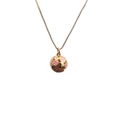 Minimalist gold link necklace with round sphere pendant featuring pink smiley faces - Pink Smiley Face