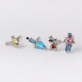 Vierteiliges Silber-Ohrstecker-Set mit Libellen-, Schmetterlings- und Eichhörnchenmotiven - Platin (Libelle Schmetterling Eichhörnchen Charakter)