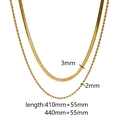 Details von 18k vergoldeter 3mm Schlangen- und 2mm Kordelkette mit Maßen auf Weiß - Schlangenkette und Kordelkette Stil (TN3034)