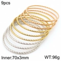 9-piece stacked twisted cable bangle set in gold, silver, and rose gold finishes - 9pcs Mixed (Tricolor)