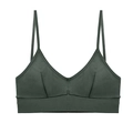 Bralette in cotone a coste verde scuro con doppie spalline e alta elasticità - XL / Verde Muschio