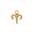 18k gold plated Aries zodiac pendant with pavé cubic zirconia inlay on white background - Aries