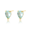 Elegant gold drop earrings with teardrop blue cubic zirconia on a white reflective base - Light Blue-Gold